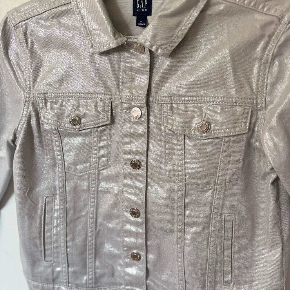 GAP Shimmering Silver Denim Jacket Size LX 12-13